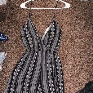 Black and white wide leg pantsuit